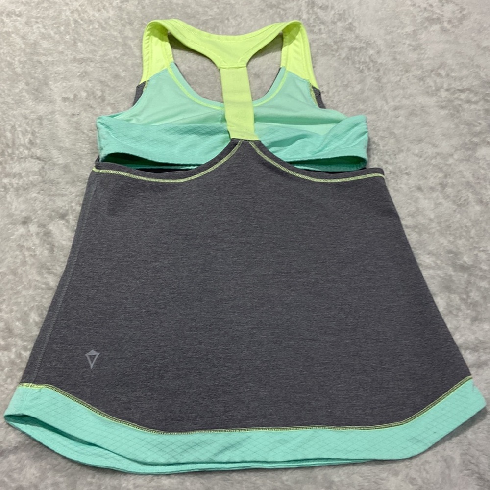 Ivivva by Lululemon tank top racer back size 12 or 14 grey mint yellow - Picture 2 of 2
